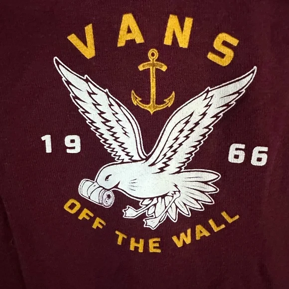 Vans Burgundy Tee with White and Yellow Seagull Graphic - Picture 3 of 5